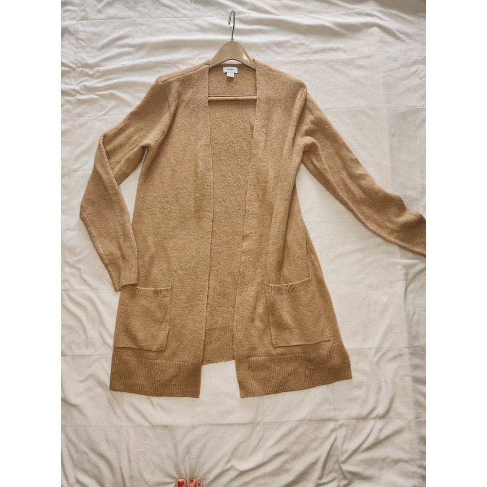 Old Navy Camel Spongy Plush-Knit Longline Open-Front Cardigan Duster sweater Med